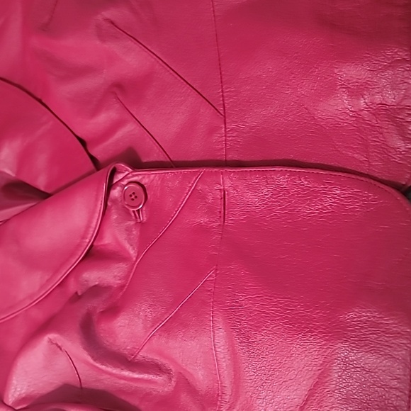 Yvonne & Marie Women's Jacket Red Leather Blazer Size X Large Vintage Biker 80's - Picture 4 of 10